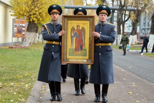 Освящение иконы Архистратига Гавриила в Центральном узле связи
